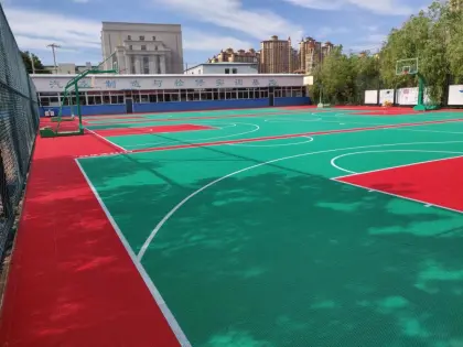 Interlocking athletic surfaces sports flooring systems