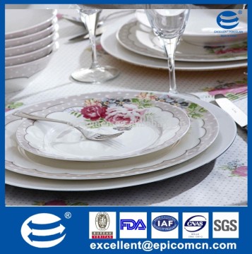 18pcs luxury fine china dinner set, royal bone china dinner set with garden flower decor