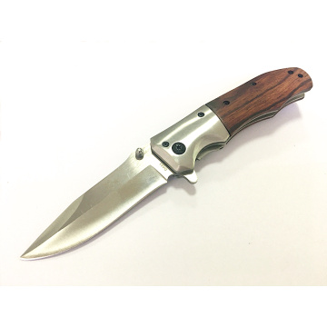 Fast Open Camping Wood Handle Pocket Knife