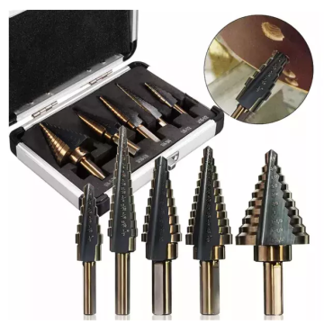 Bits dil de haute qualité de haute qualité 5pcs ambre fini hss step foret bit avec flûte droite pour métal