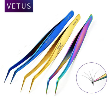 Vetus Eyelash Extension Tweezers Anti-magnetic Volume Lash Tweezers Gold Eyebrow Pincet