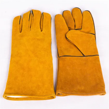 Yellow Cowhide Leather Work Safety Gloves