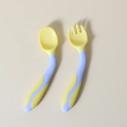 Silicone Spoon and Fork Combination for Baby Complementary Food Training