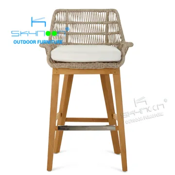 Luxury Customized Modern Outdoor Woven Teak Bar Stool