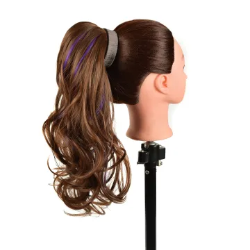 Wholesale Price newest purple High Temperature Fiber Long Wavy Synthetic postiche palm clip hairpieces