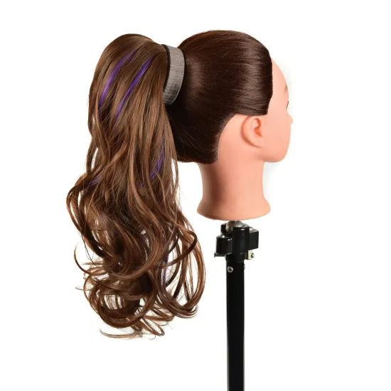 Wholesale Price newest purple High Temperature Fiber Long Wavy Synthetic postiche palm clip hairpieces