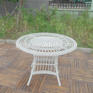 NEW DINING WHITE ROUND RATTAN TABLE