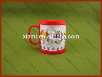clearance sale embossed lovely bear pattern 3D soft pvc mug