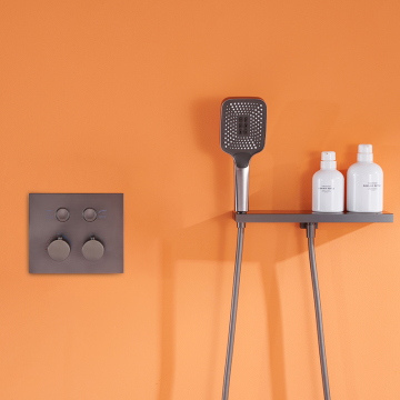 Matt Black Exposed Ceiling Shower Mixer with Massage Function
