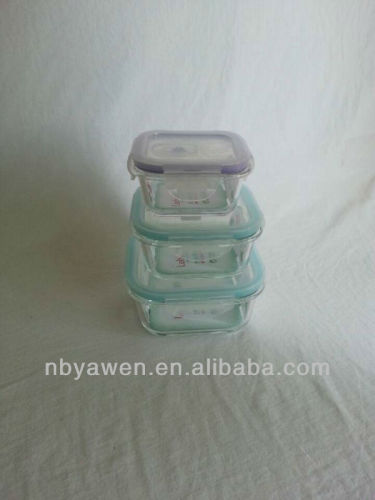 3pcs square glass food containers set