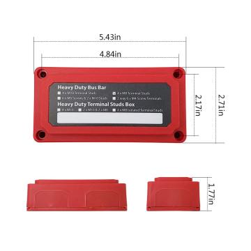 12V Bus Bar Terminal Block with 4 x 5/16" (M8) Terminal Studs, Suitable for Up to 300V AC/48V DC Battery Connections