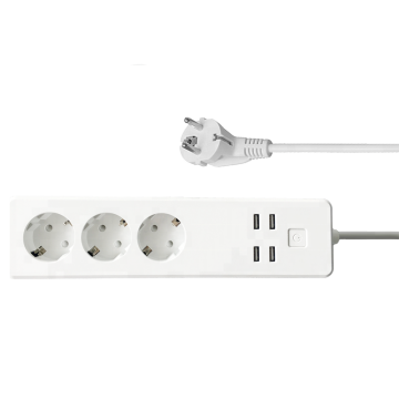USB fişleri ile AB fişi Surge Protector güç şeridi 2.4A hızlı şarj