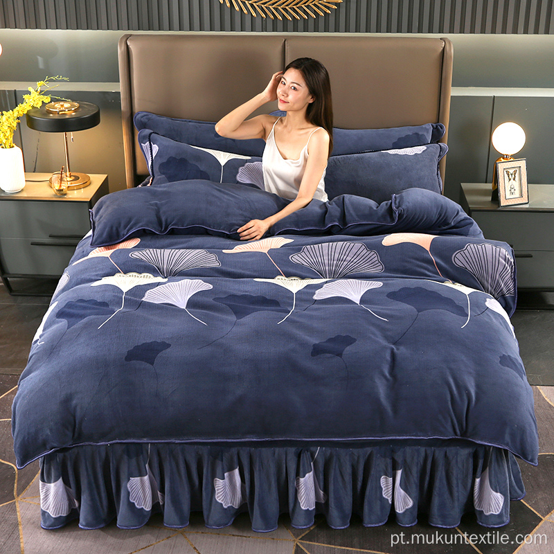 Venda imperdível conjunto de saia de cama de cor brilhante queen king size