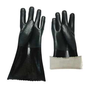 Jersey Liner Double-Coated with Black PVC 12-Inch Chemical Handling Gloves