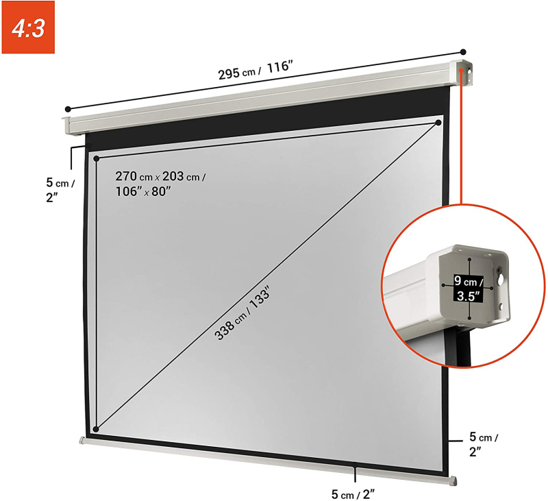 White Professional motorized Electric Projection screen