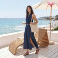 Abito midi con spacco e scollo a V con cintura