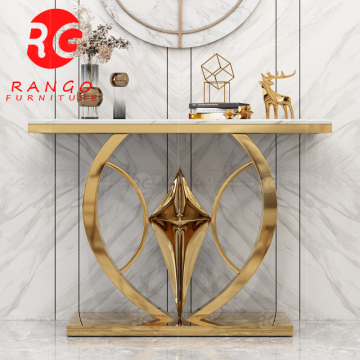 Luxury Design Silver Stainless Steel Light Gray Marble Chrome Sofa Table RG01 2022