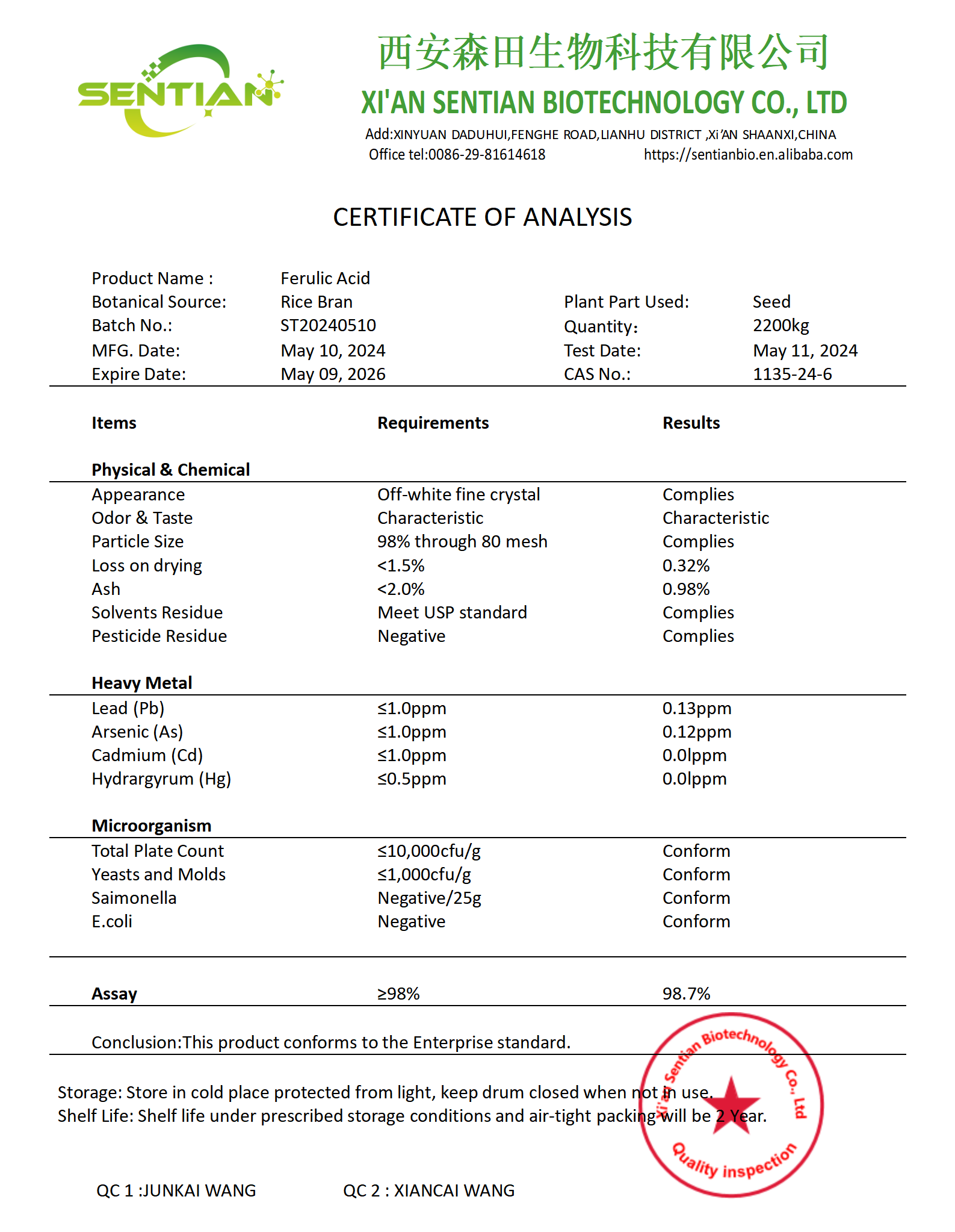 COA of Ferulic Acid_01