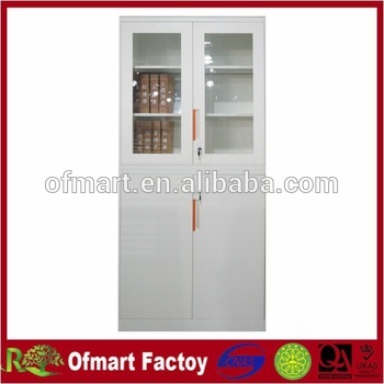 modern cabinet with 2 glass door and 2 iron door