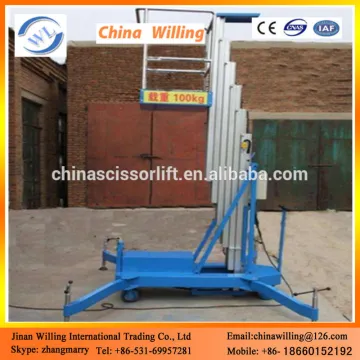 10m mobile aluminium single mast hydraulic lift