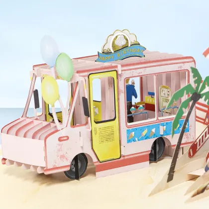3D Pop Up Birthday Ice Cream Truck Card