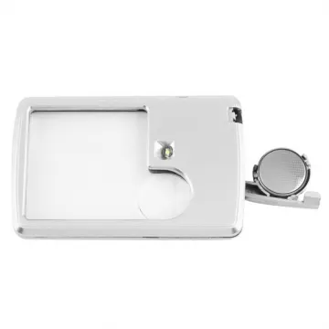 Promotional 3x 6x LED Light Magnifying Glass with Credit Card Magnifier and Leather Case