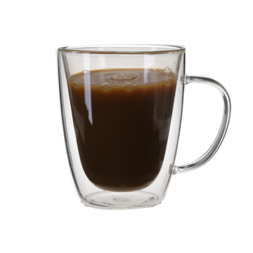 Handmade double wall thermal glass cup with handle