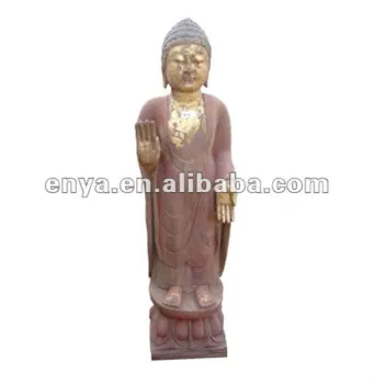 Marble Standing Buddha on Lotus Base, Antique Religious Sculpture