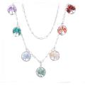 Natural Gemstone Life of Tree Pendant Necklace long chain for women girl