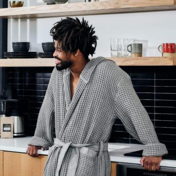 Luxury Organic Cotton Hotel Spa Hooded Waffle Bathrobe