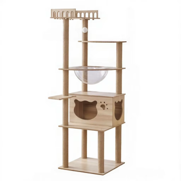 AIBIKE Large Breed Cat Climbing Tree Wooden Tower Indoor Eco-Friendly Safe Reinforced Condo Multi-Level Resting Bed Platform