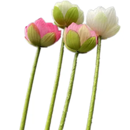 Artificial Lotus Flower Stem - Faux Water Lily Blossom Branch for Decor
