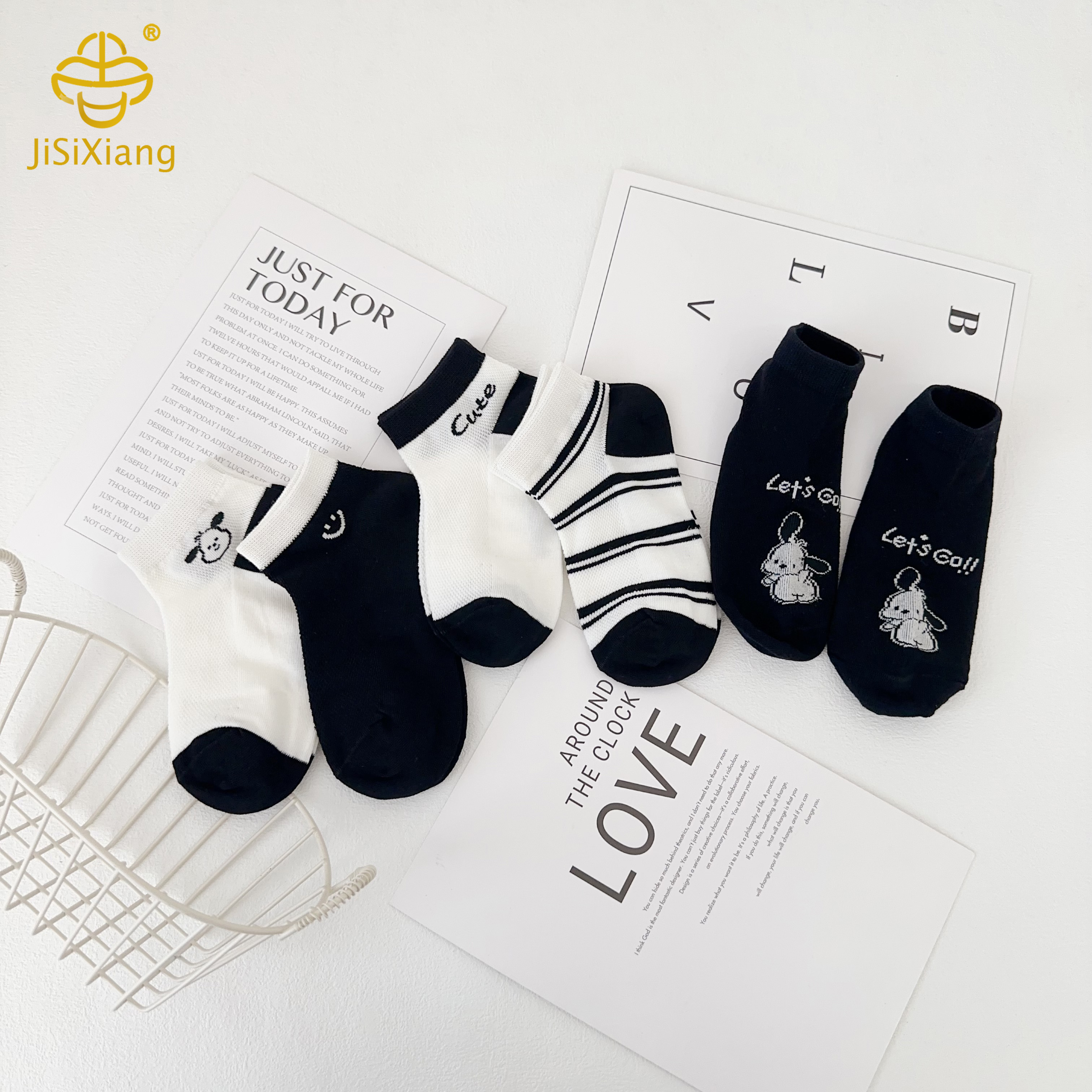 Pacha Dog Socks Mesh Breathable Boys' Black and White Socks