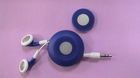 Retractable Magnet 3.5mm Wired Earphones Dark Bule In-ear For Ipod / Iphone
