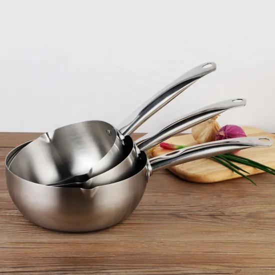 Traditional Japanese Yukihira Pot Stainless Steel Milk Pan for Butter and Sugar Melting