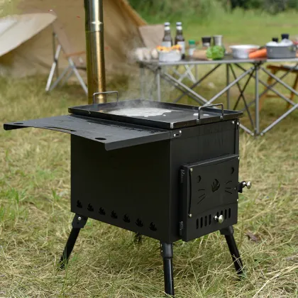 Hot Sale Multifunction Steel Tent Wood Stove Camping Portable Barbecue Smoke Stove
