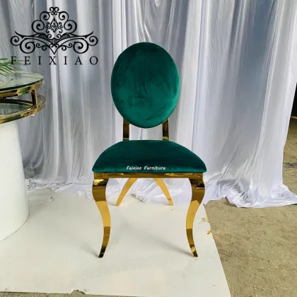 Stainless Steel Cross Legs Rose Back Emerald Green Wedding Chair