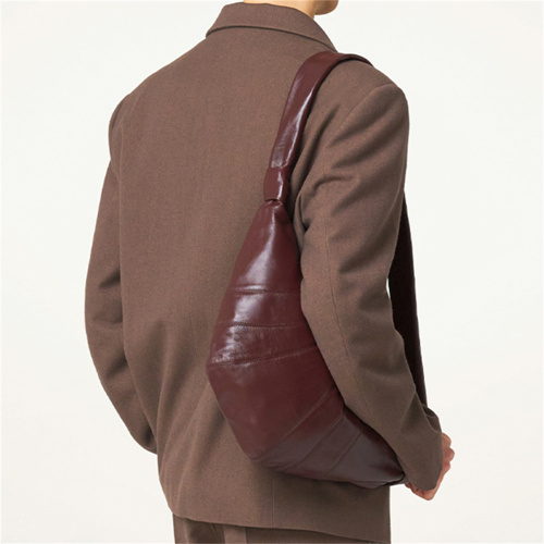 Soft Leather Chocolate Brown Croissant Horn-shaped Bag