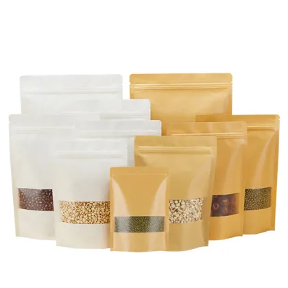 white/brown kraft paper ziplock bags