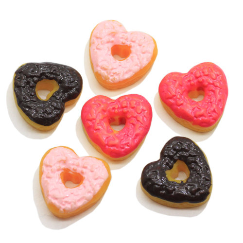 Cheap Resin Heart Donut with Hole Flatback Charms Handmade Decoration Beads Girls Pendant Necklace Finding Jewelry Store