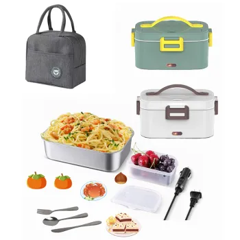 1.8L Electric Lunch Box Warmer with Stainless Steel Container for Car and Home, 110V/12V, 80W