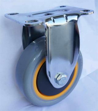 Medium duty 4'' fixed Grey PVC caster wheels