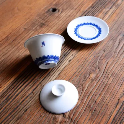 Blue and White Porcelain Jingdezhen Gaiwan Tea Cup