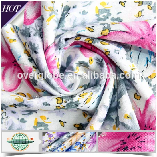 Rayon challis printed fabric airjet quality