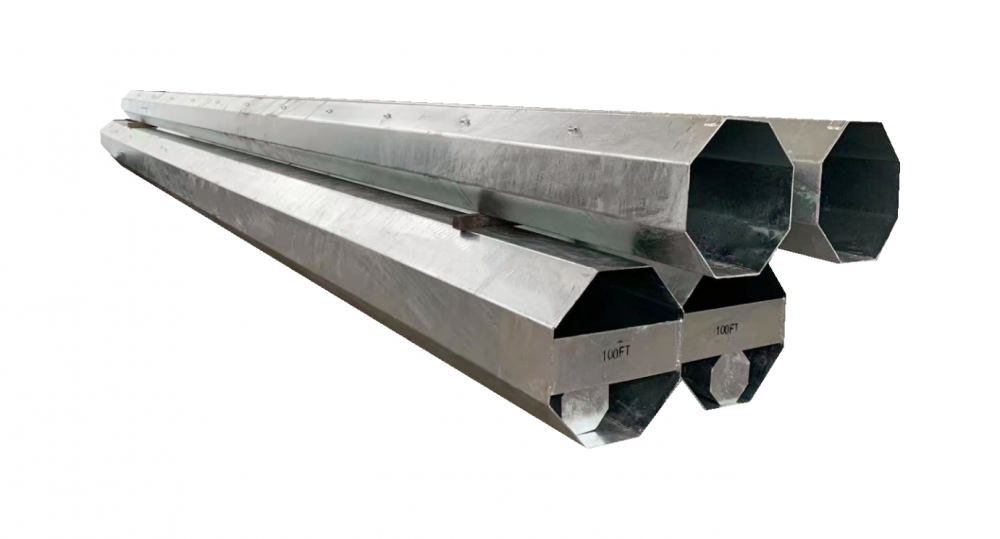 Hot dip galvanized 100ft octagonal steel pole