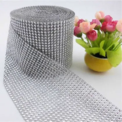 Silver Diamond Mesh Wrap for Wedding Cake Decor