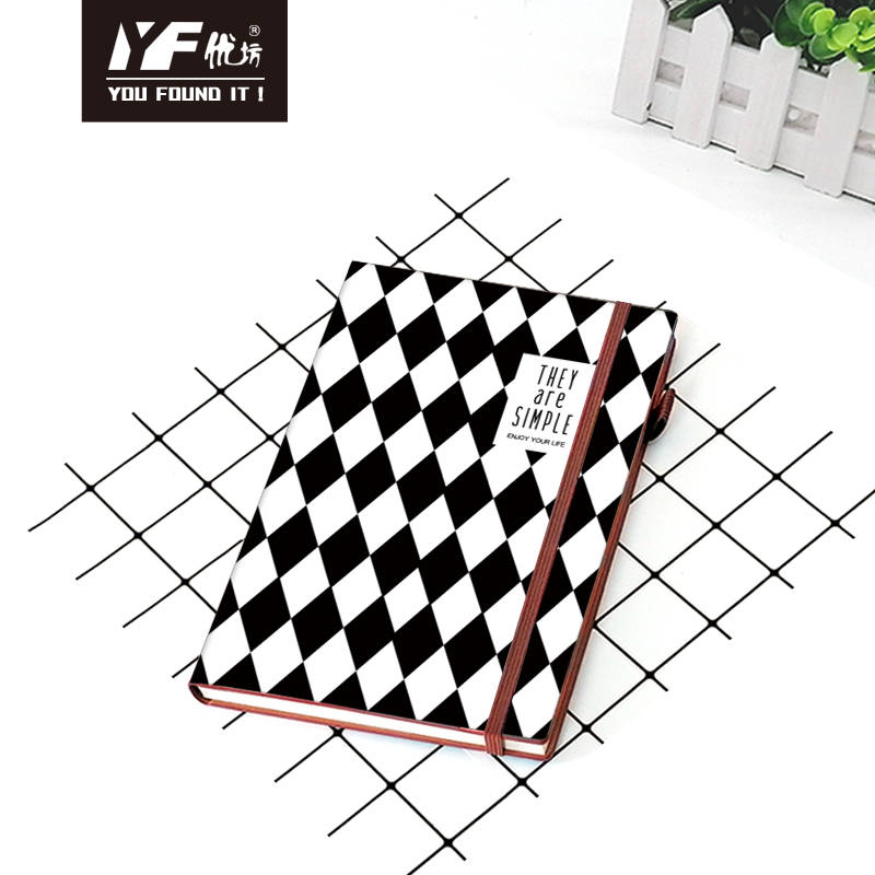 Cuaderno de cuero PU de estilo de vida simple personalizado con diario de tapa dura con correa elástica