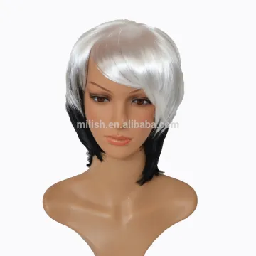 MPW-0014 carnival halloween Short black and white party evil witch wig