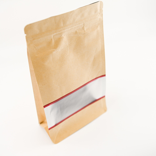 Bolsa kraft stand up com janela de visualização central
