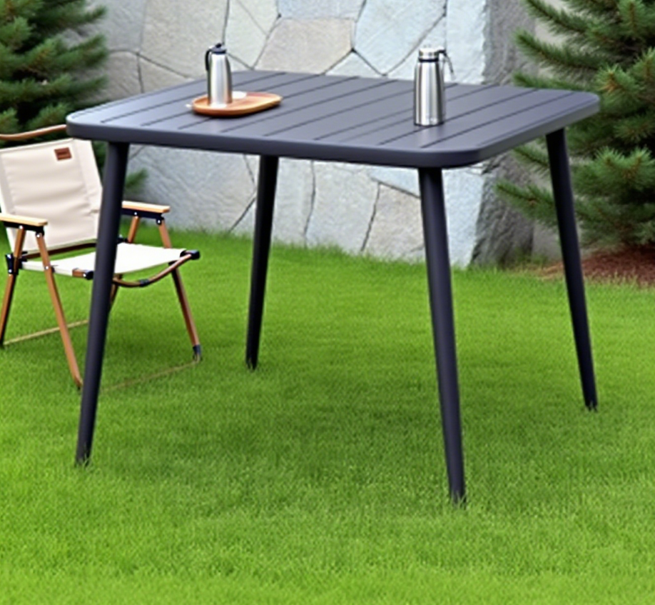 outdoor square table with iron plate top